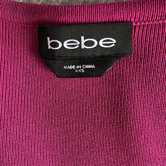 Bebe Shoulder Ruffle Dress Bright Rose Pink Size XXS - Picture 4 of 5